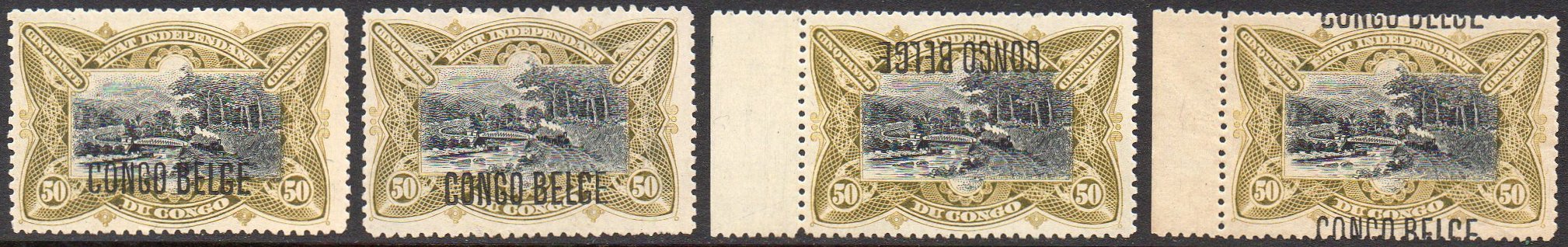Belgian Congo Belge 50c Mols 1909 typograhed overprint